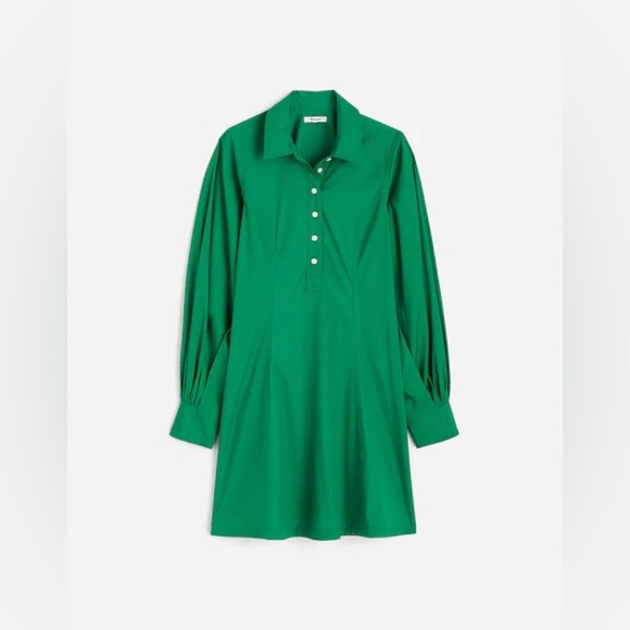 NWT Madewell Seamed Long-Sleeve Mini Shirtdress in Poplin - Picture 6 of 10